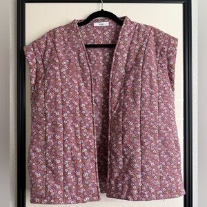 Floral Women's Pink Quilted Vest